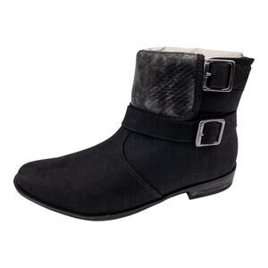 RAMARIM Black Snake Napa Leather Double Buckle Accent Ankle Boots 5 Women's